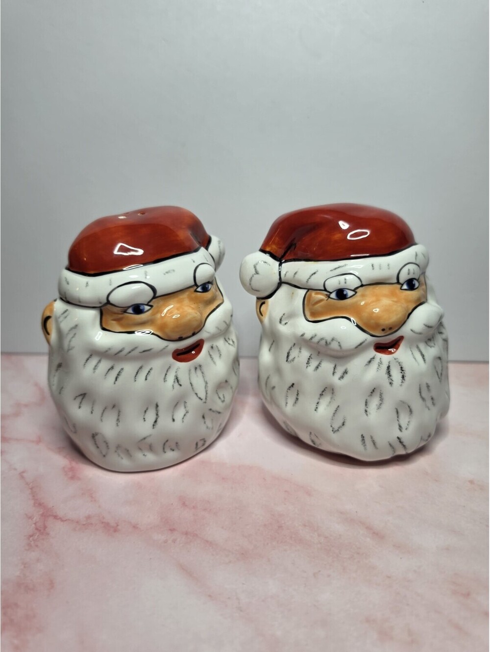 VTG Dept 56 Santa Claus Head Salt & Pepper Shakers Set Christmas Holiday Decor